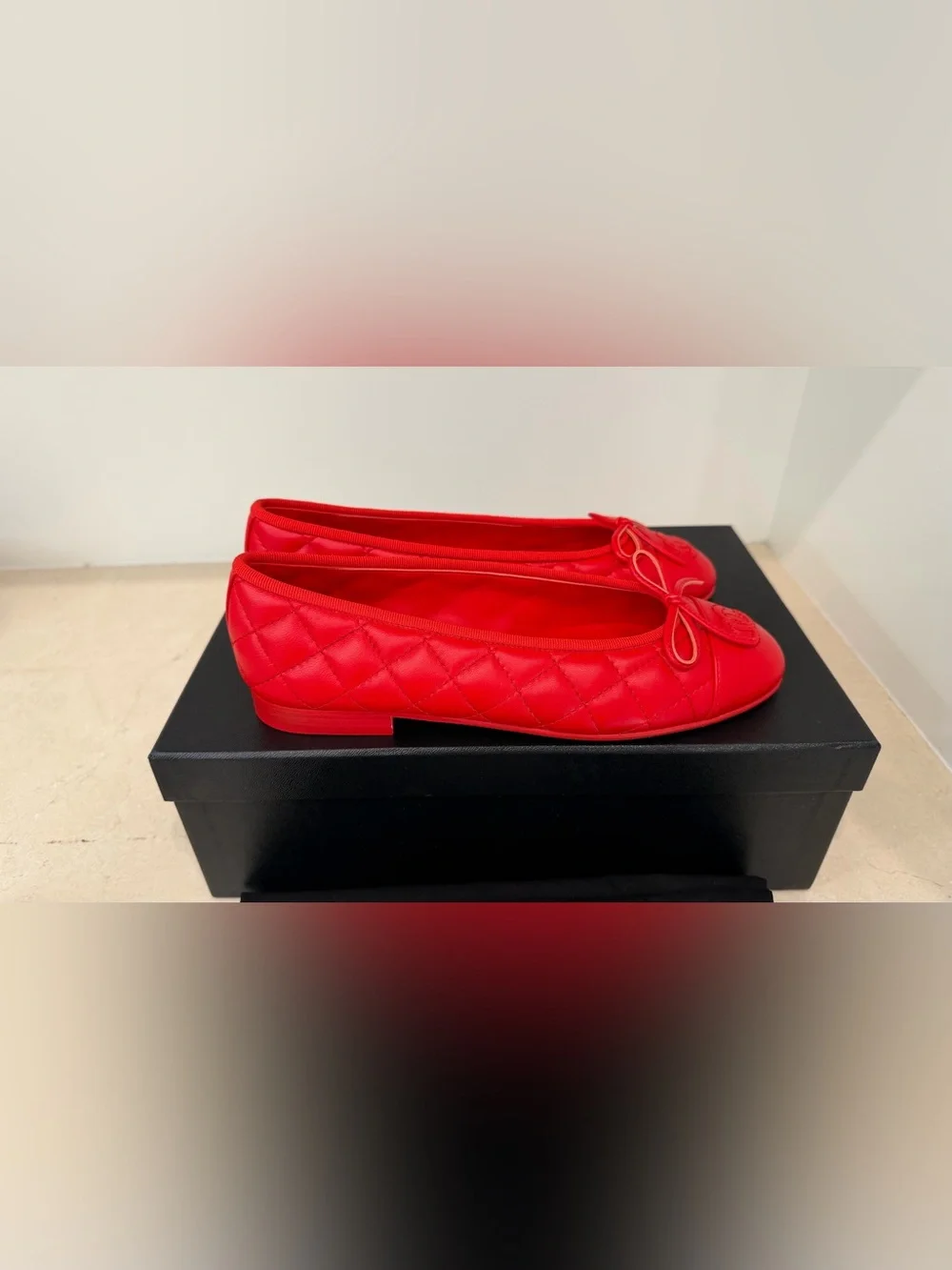 Chanel Quilted Ballet Flats in Bright Red, Size 36.5 (Brand New)